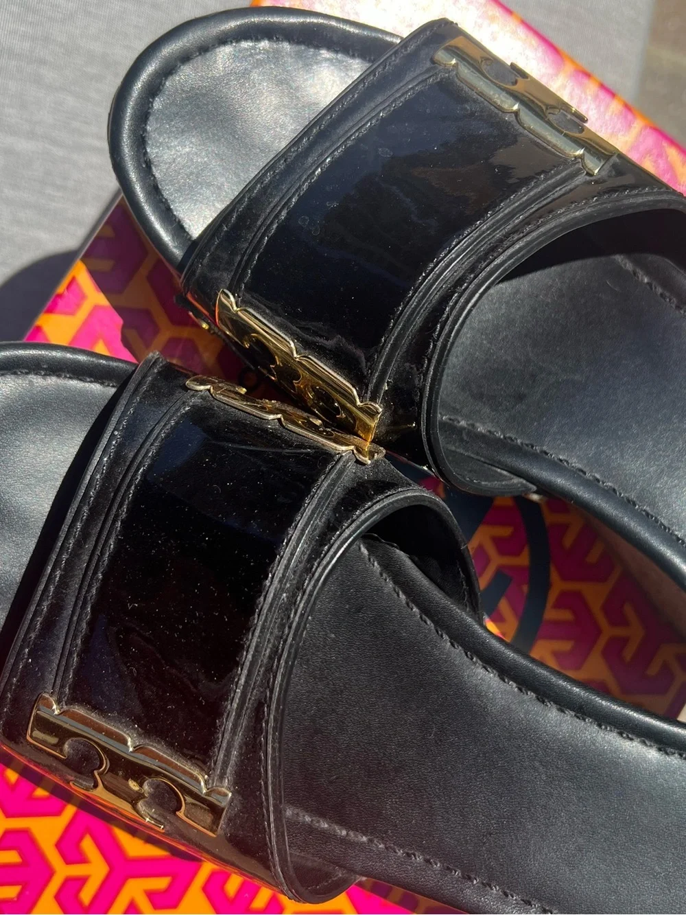 Tory Burch Pamela Patent Wedge Sandal Size 9